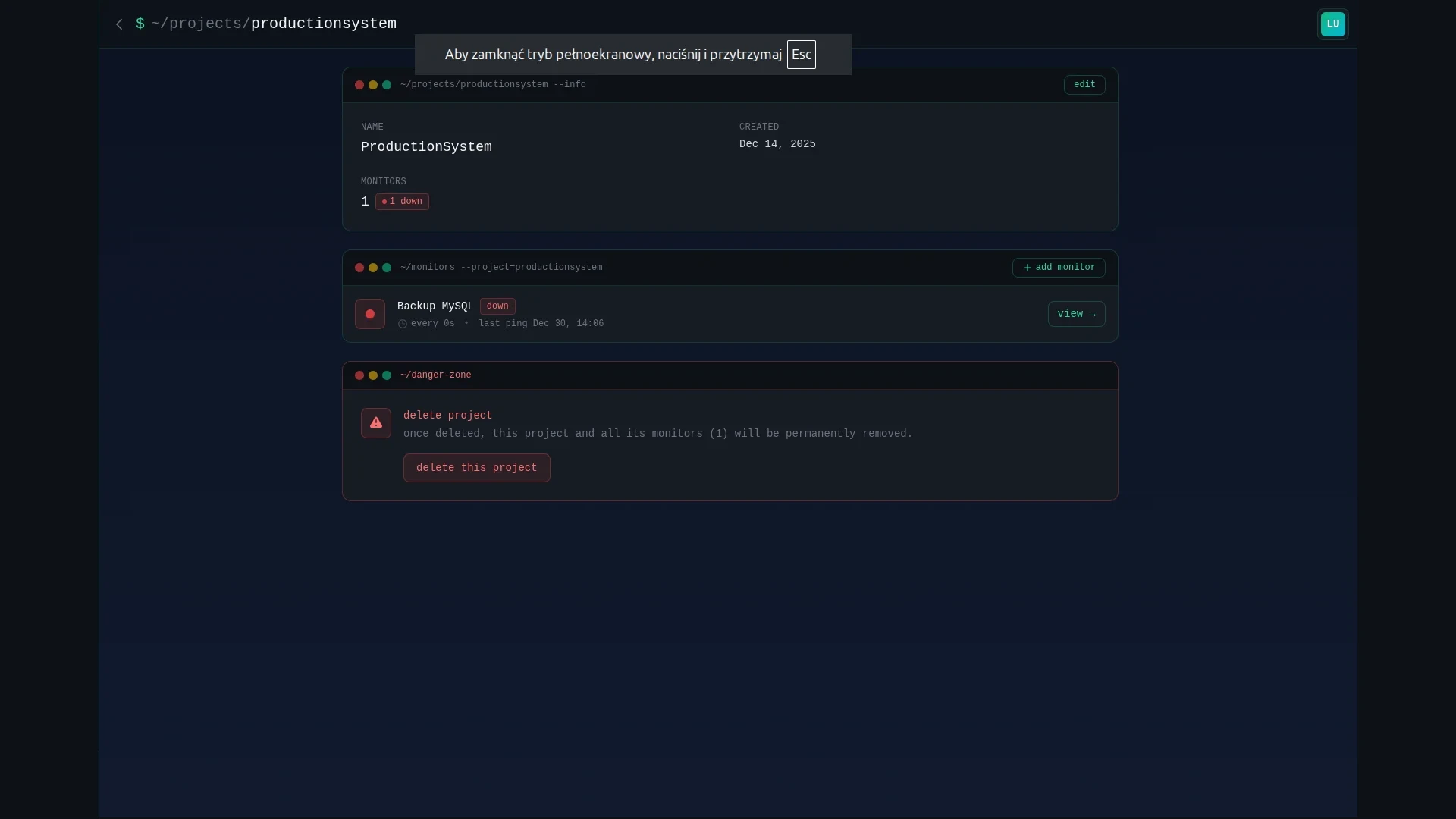Organize cron monitors by project - production, staging, development